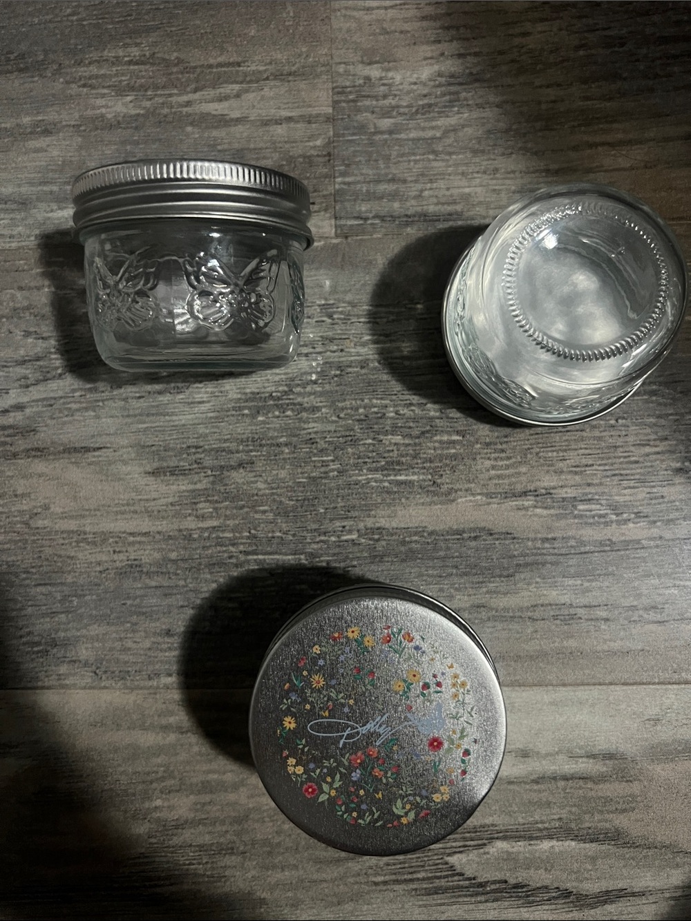 Dolly Parton - Glass Mason Jars with Floral Metal Lids - Set of 3